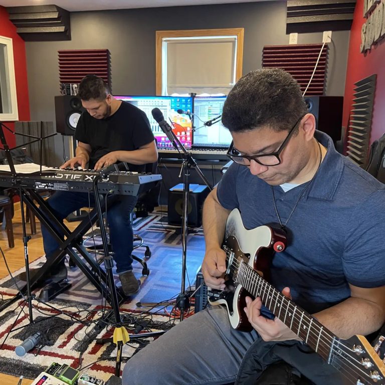 Sanchez Guitar at the studio rehearsing Lead Guitar For Samuel Hernandez